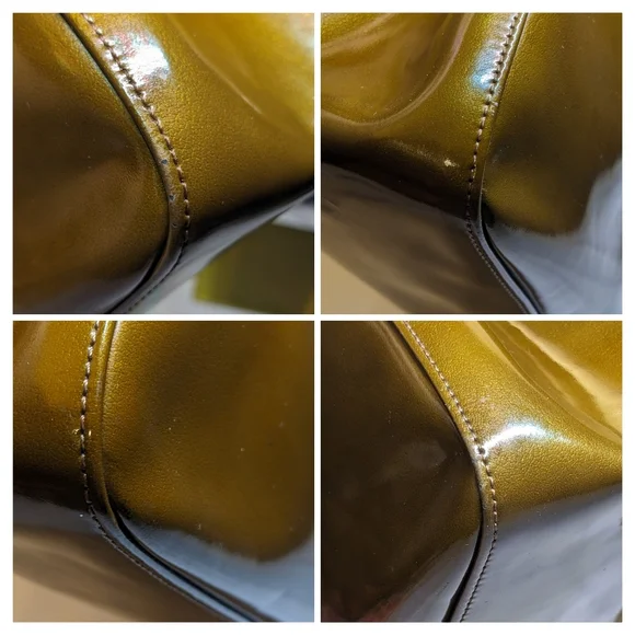 Longchamp Vintage Le Roseau Satine Collection Bronze Patent Tote Ref# 1681051016 - Picture 4 of 12